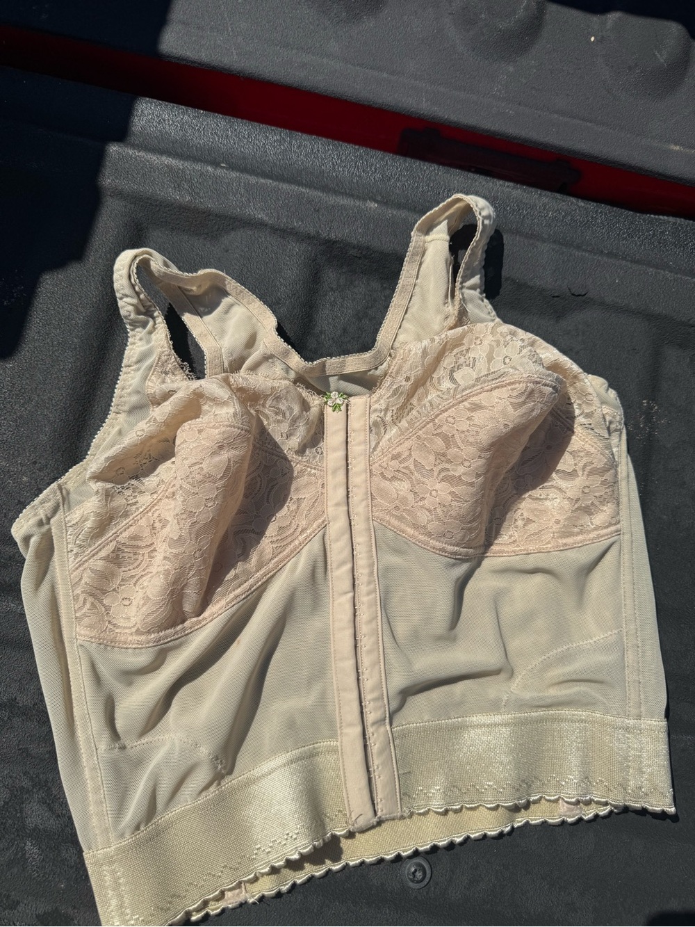 Soft Lace Longline Bra Top in Beige